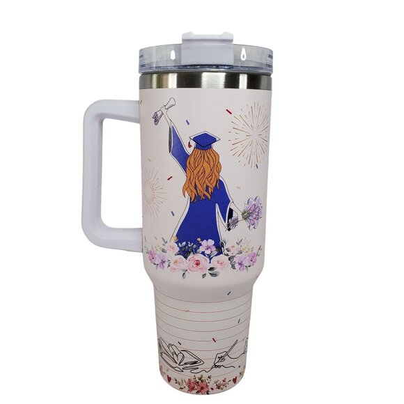 Graduation Gift Insulated Travel Tumbler With Handle 40oz Large Capacity - Picture 1 of 4